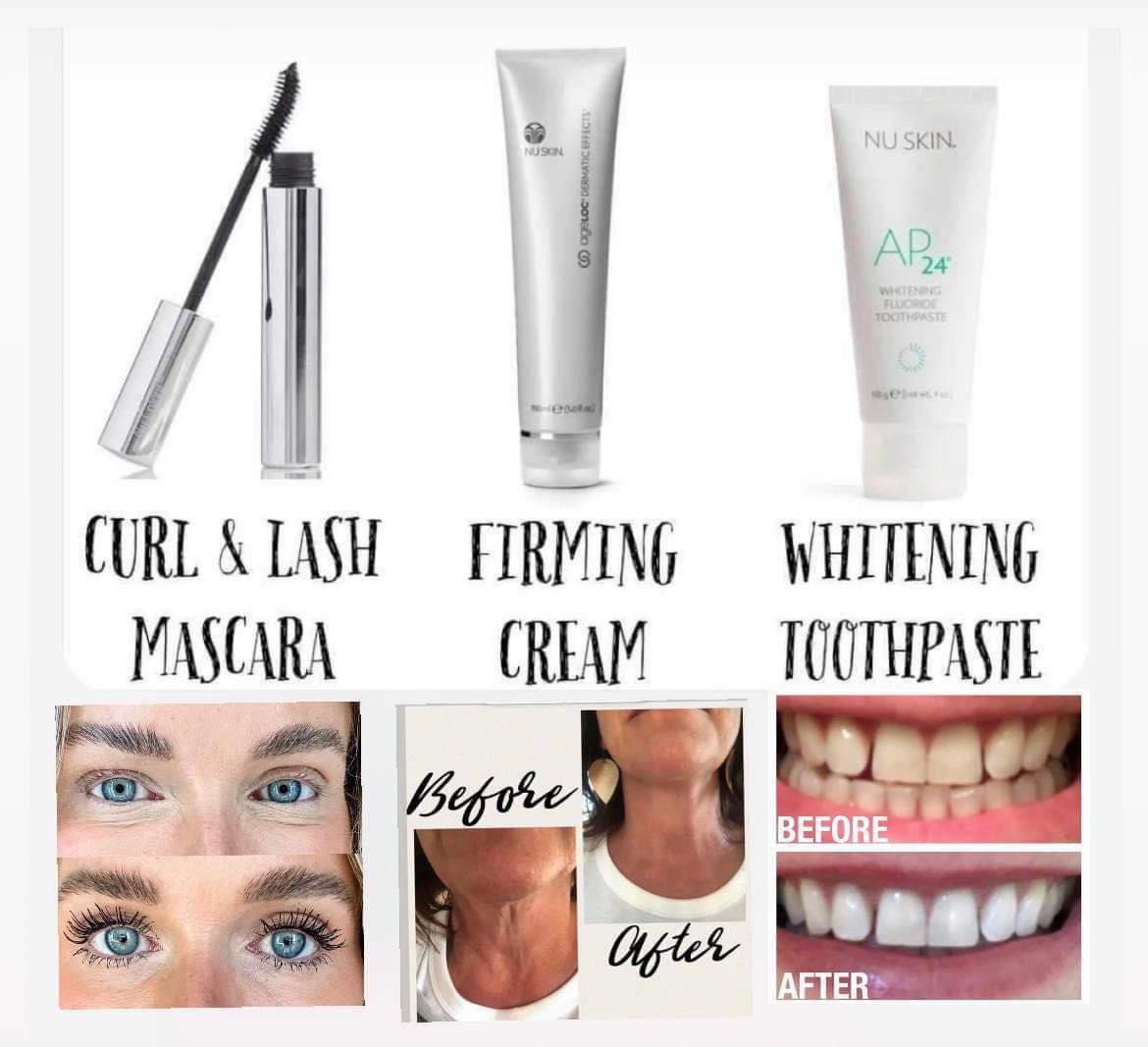 Firming cream, Whitening toothpaste, & Curl and Lash Mascara